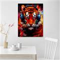 Picture of Tiger With Headphones animal _GroupedProduct_Rectangle_Portrait_Unframed_Print_Only_