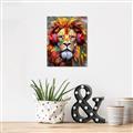 Picture of Lion With Headphones animal _GroupedProduct_Rectangle_Portrait_Unframed_Print_Only_